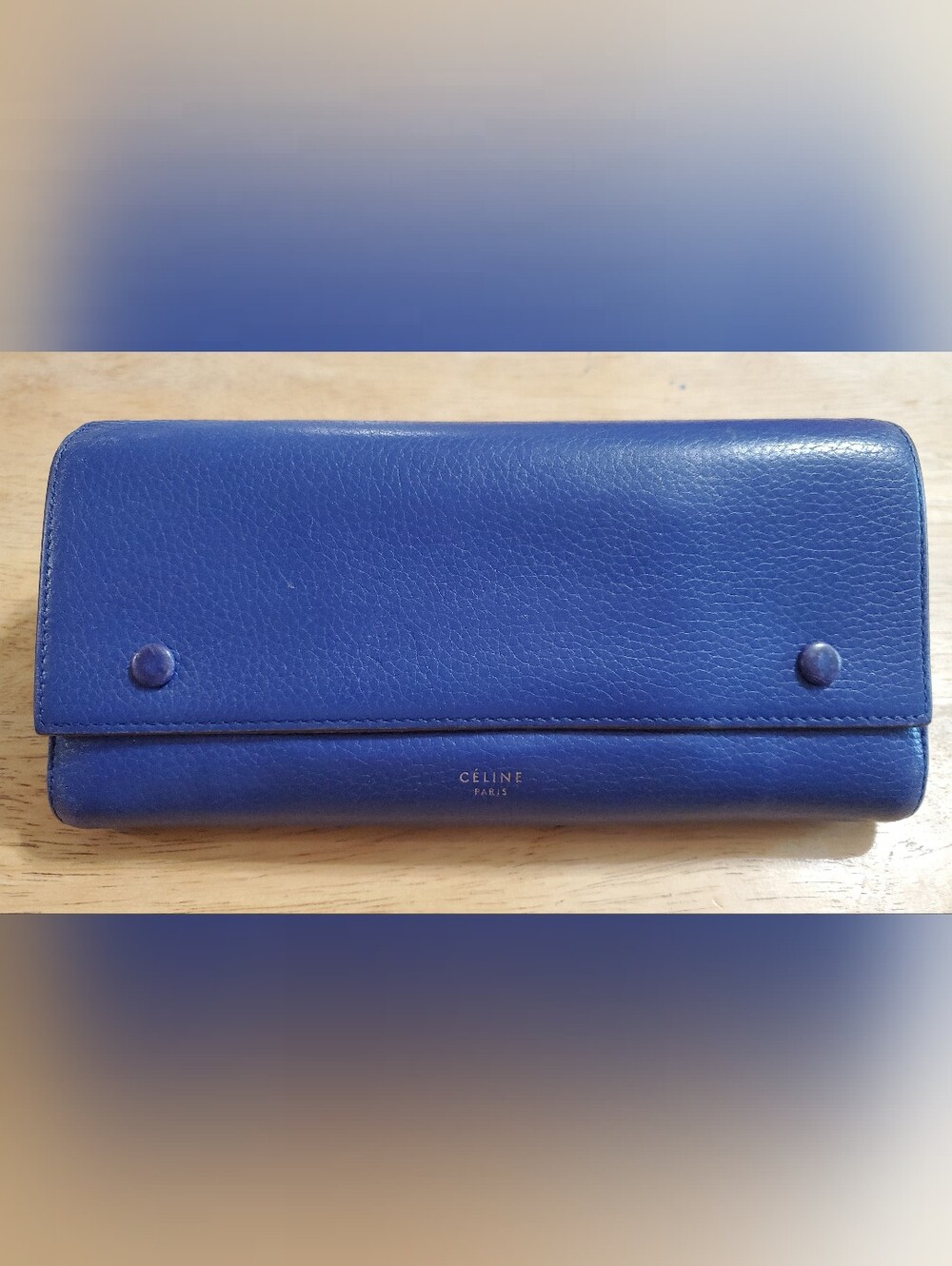 CELINE Large Flap Wallet in Grained Calfskin
